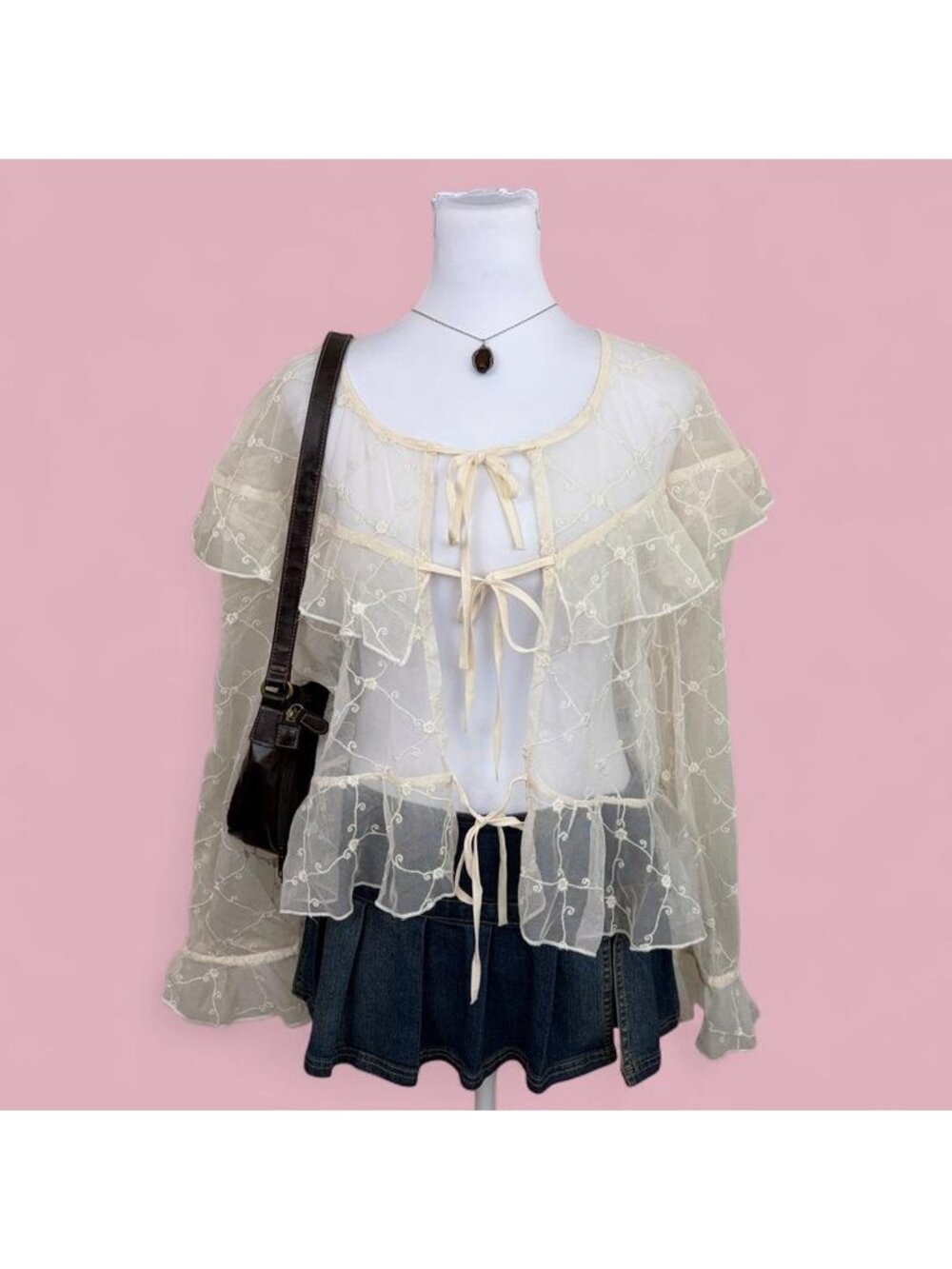 AE sheer floral prairie sheer over shirt